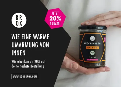 Bone Brox Winback-Postkartenmotiv mit 20 % Rabatt für eine PostPal Direct-Mail-Kampagne