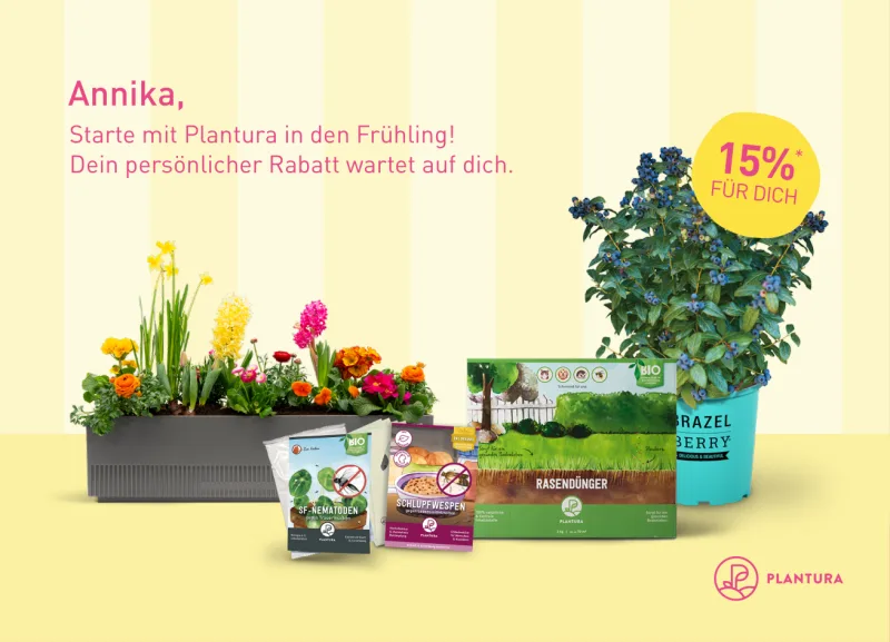 Plantura postcard from a PostPal print marketing campaign in the Home & Garden category