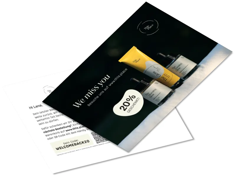 Postkarte von This Place zur Reaktivierung von Kunden